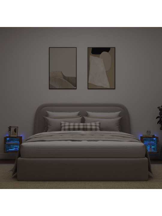Tv plaukti ar led lampiņām, 2 gab., 30x28,5x30 cm, koka krāsā