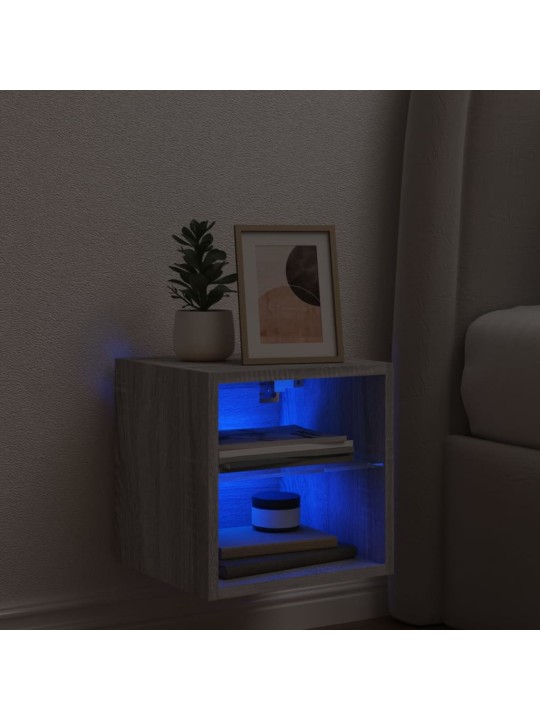 Tv skapītis ar led lampiņām, pelēka ozola krāsa, 30x28,5x30 cm