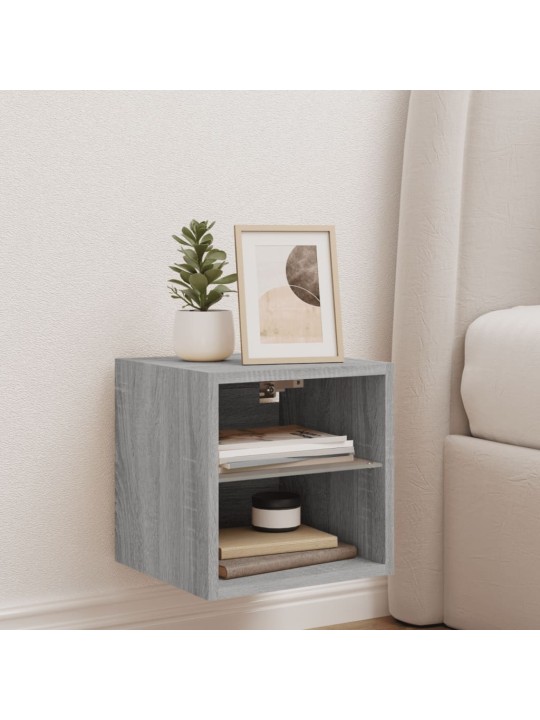 Tv skapītis ar led lampiņām, pelēka ozola krāsa, 30x28,5x30 cm