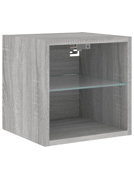 Tv skapītis ar led lampiņām, pelēka ozola krāsa, 30x28,5x30 cm