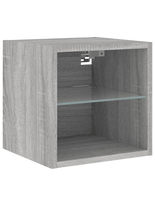 Tv plaukti ar led lampiņām, 2 gab., 30x28,5x30 cm, pelēka ozola
