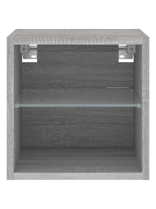 Tv plaukti ar led lampiņām, 2 gab., 30x28,5x30 cm, pelēka ozola