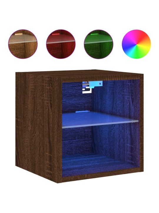 Tv plaukti ar led lampiņām, 30x28,5x30 cm, brūna ozola