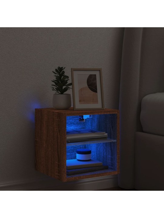 Tv plaukti ar led lampiņām, 30x28,5x30 cm, brūna ozola