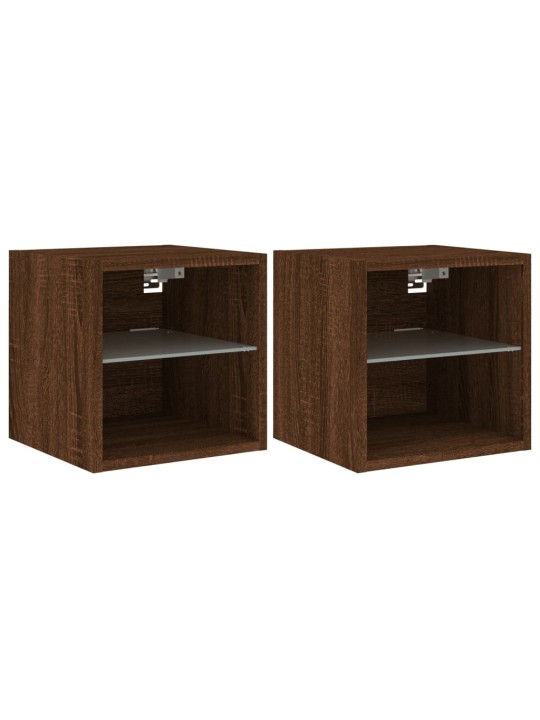 Tv plaukti ar led lampiņām, 2 gab., 30x28,5x30 cm, brūna ozola