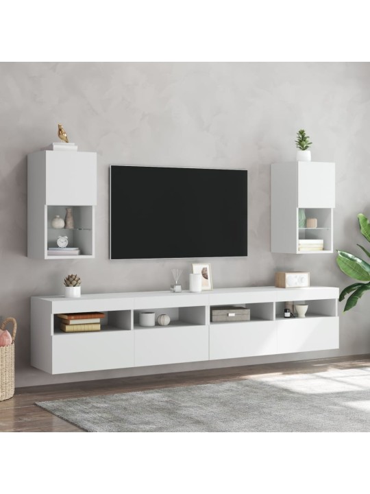 Tv skapītis ar led lampiņām, balts, 30,5x30x60 cm