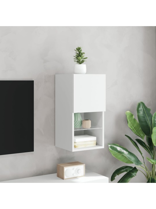Tv skapītis ar led lampiņām, balts, 30,5x30x60 cm