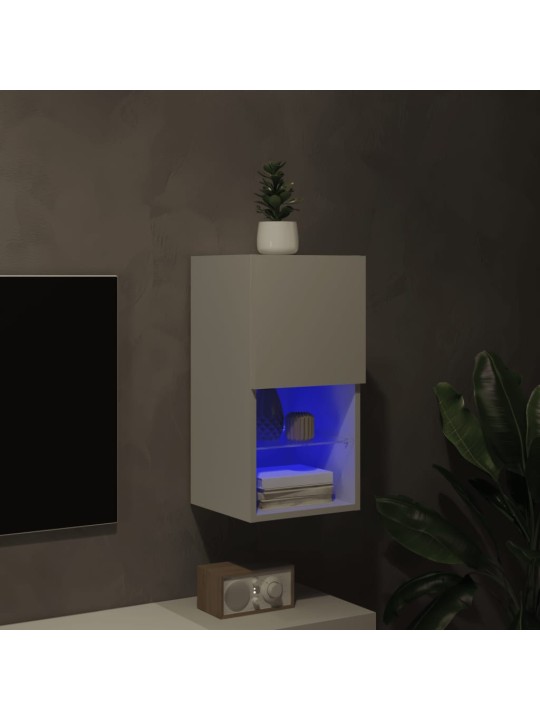 Tv skapītis ar led lampiņām, balts, 30,5x30x60 cm