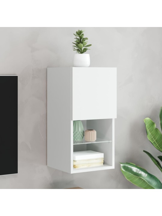 Tv skapītis ar led lampiņām, balts, 30,5x30x60 cm