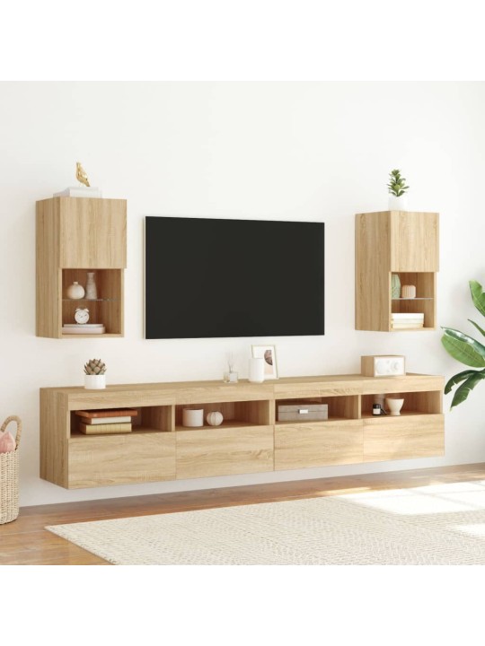 Tv skapītis ar led lampiņām, melns, 30,5x30x60 cm