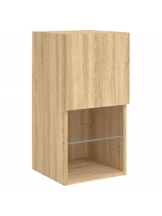 Tv skapītis ar led lampiņām, melns, 30,5x30x60 cm