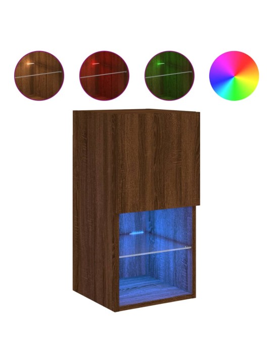 Tv galdiņš ar led lampiņām, ozolkoka krāsa, 30,5x30x60 cm
