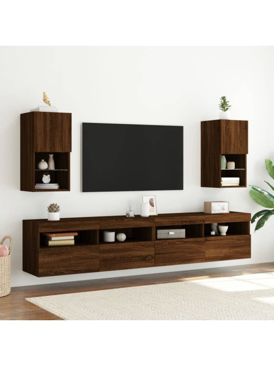 Tv galdiņš ar led lampiņām, ozolkoka krāsa, 30,5x30x60 cm