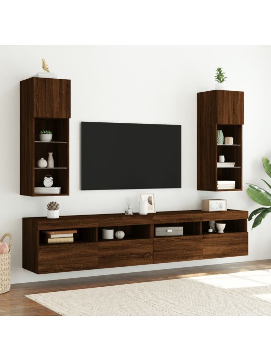 Tv galdiņš ar led lampiņām, ozolkoka krāsa, 30,5x30x90 cm