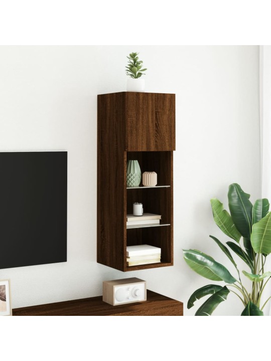 Tv galdiņš ar led lampiņām, ozolkoka krāsa, 30,5x30x90 cm