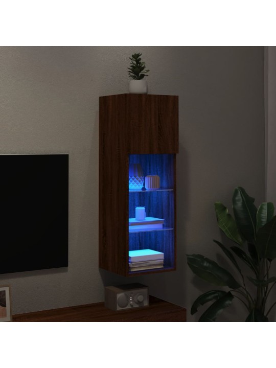 Tv galdiņš ar led lampiņām, ozolkoka krāsa, 30,5x30x90 cm