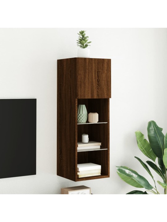 Tv galdiņš ar led lampiņām, ozolkoka krāsa, 30,5x30x90 cm