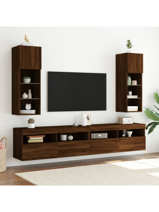 Tv skapīši ar led, 2 gab., brūna ozolkoka krāsa, 30,5x30x90 cm
