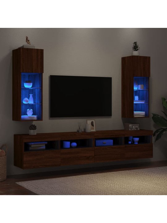 Tv skapīši ar led, 2 gab., brūna ozolkoka krāsa, 30,5x30x90 cm