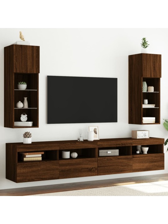 Tv skapīši ar led, 2 gab., brūna ozolkoka krāsa, 30,5x30x90 cm