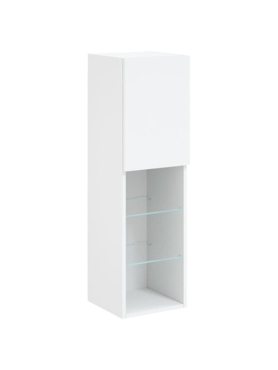 Tv skapītis ar led apgaismojumu, balts, 30,5x30x102 cm