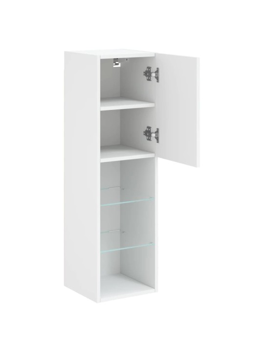 Tv skapītis ar led apgaismojumu, balts, 30,5x30x102 cm