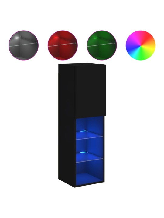 Tv skapītis ar led apgaismojumu, melns, 30,5x30x102 cm