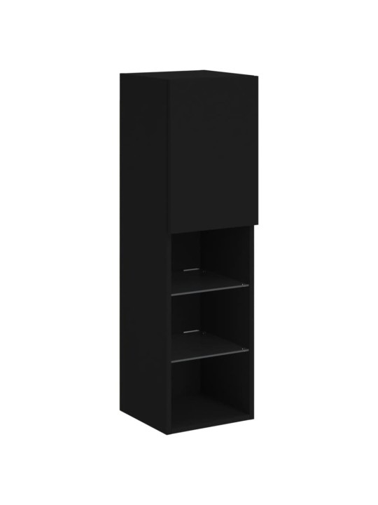 Tv skapītis ar led apgaismojumu, melns, 30,5x30x102 cm