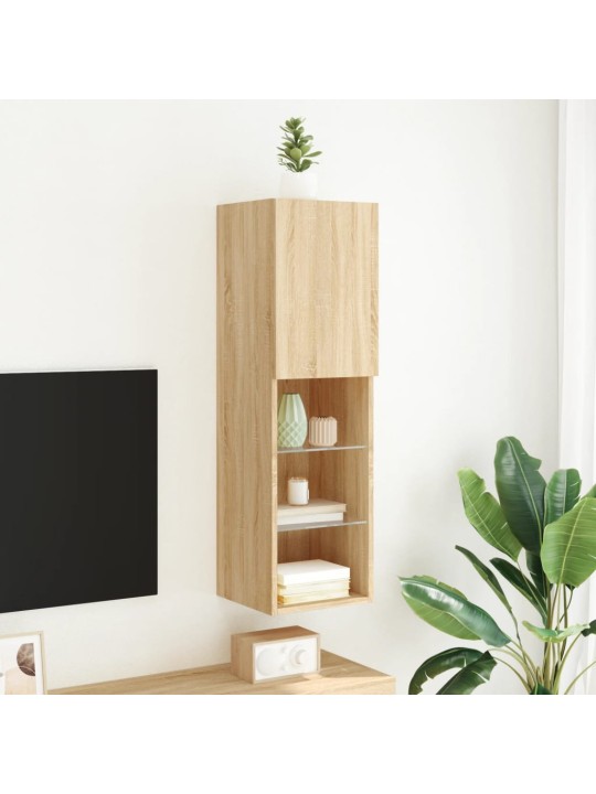 Tv skapītis ar led apgaismojumu, ozola krāsa, 30,5x30x102 cm