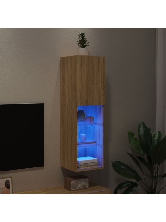 Tv skapītis ar led apgaismojumu, ozola krāsa, 30,5x30x102 cm