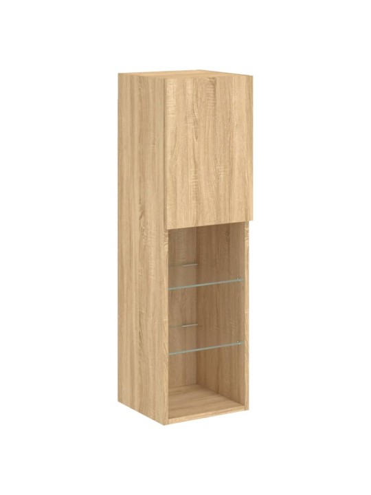 Tv skapītis ar led apgaismojumu, ozola krāsa, 30,5x30x102 cm