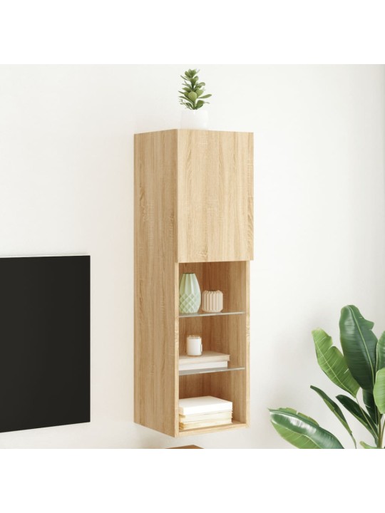 Tv skapītis ar led apgaismojumu, ozola krāsa, 30,5x30x102 cm