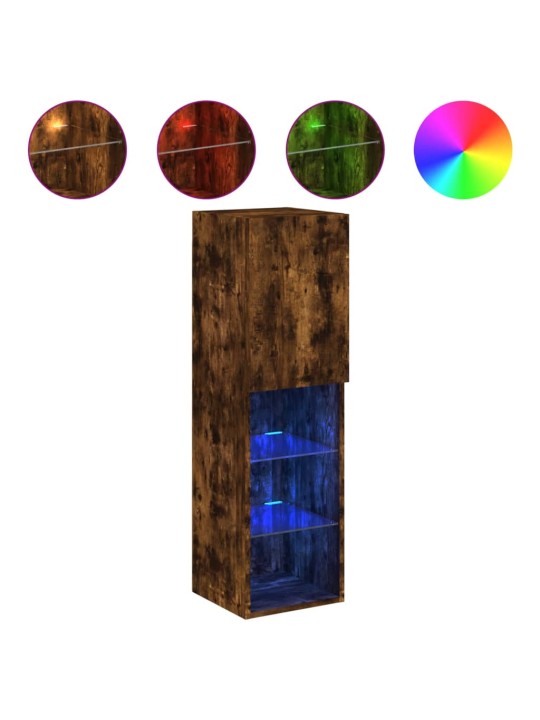 Tv skapītis ar led apgaismojumu, ozolkoka krāsa, 30,5x30x102 cm