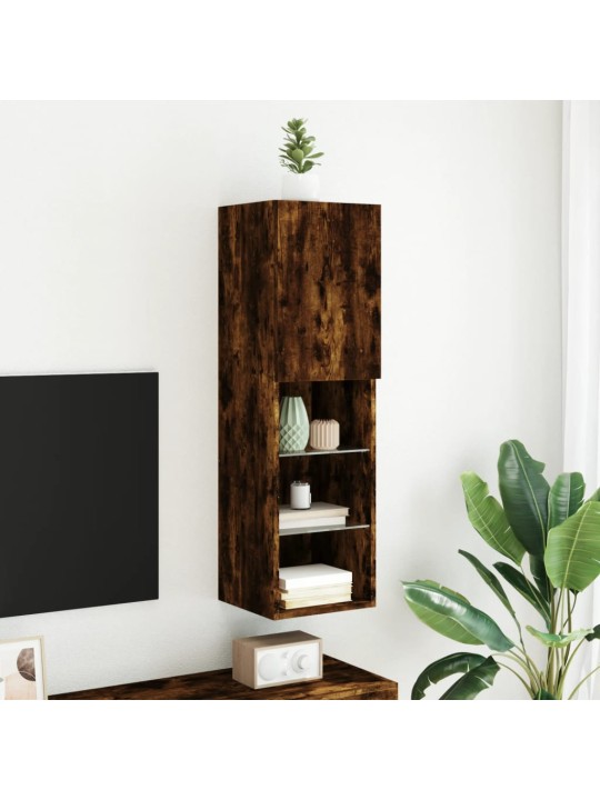 Tv skapītis ar led apgaismojumu, ozolkoka krāsa, 30,5x30x102 cm