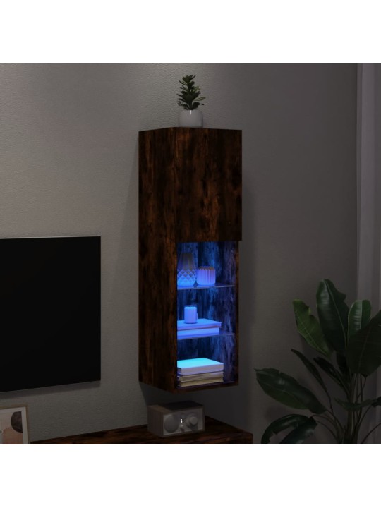 Tv skapītis ar led apgaismojumu, ozolkoka krāsa, 30,5x30x102 cm