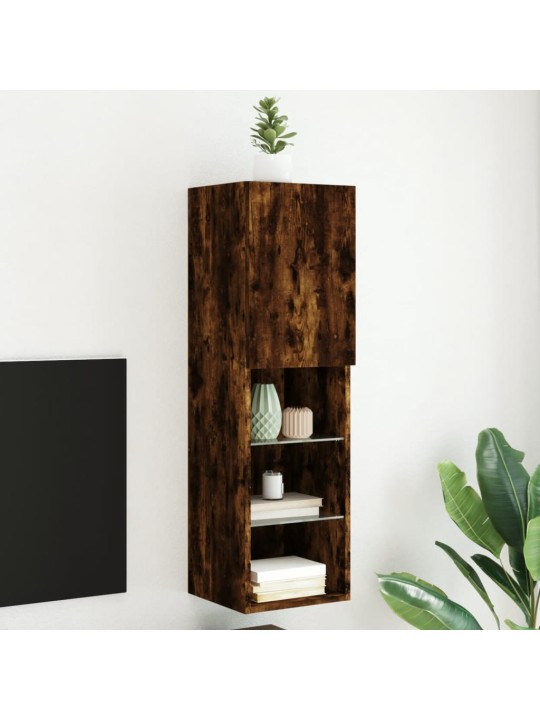 Tv skapītis ar led apgaismojumu, ozolkoka krāsa, 30,5x30x102 cm