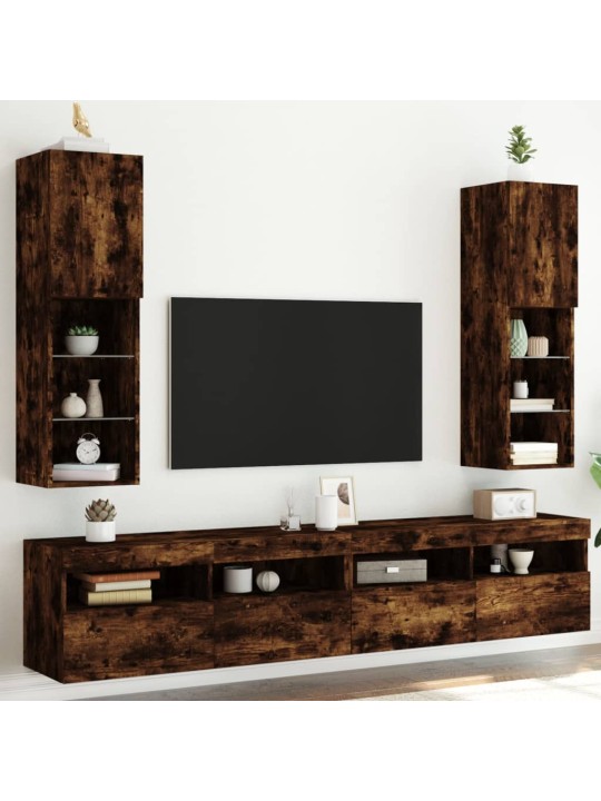Tv skapīši ar led, 2 gab., ozolkoka krāsa, 30,5x30x102 cm