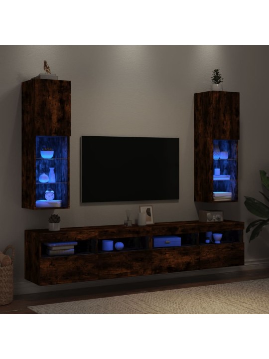 Tv skapīši ar led, 2 gab., ozolkoka krāsa, 30,5x30x102 cm