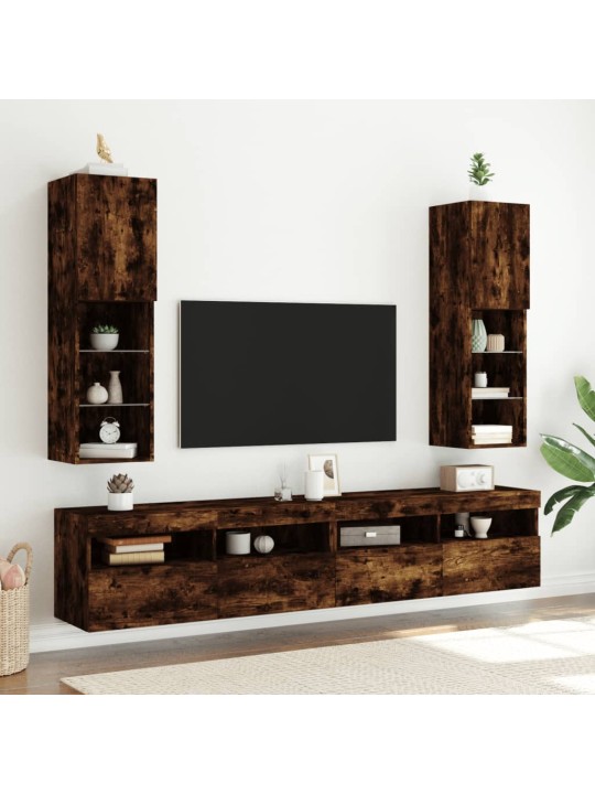 Tv skapīši ar led, 2 gab., ozolkoka krāsa, 30,5x30x102 cm