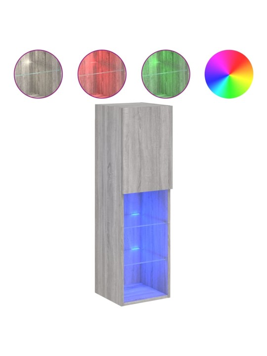 Tv galdiņš ar led apgaismojumu, pelēks, 30,5x30x102 cm