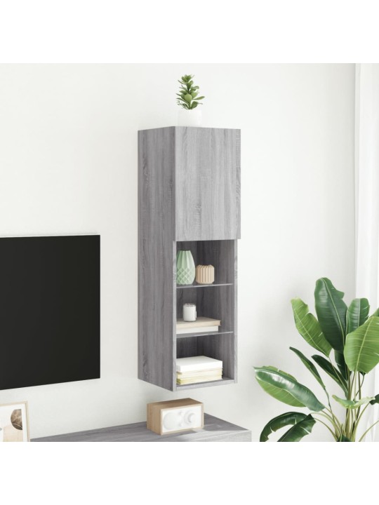 Tv galdiņš ar led apgaismojumu, pelēks, 30,5x30x102 cm