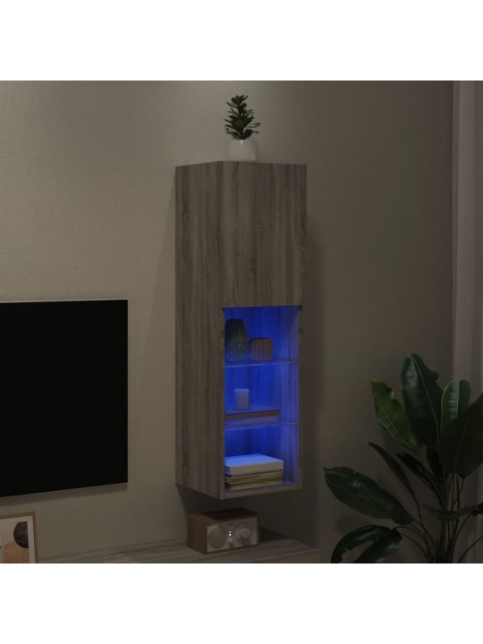Tv galdiņš ar led apgaismojumu, pelēks, 30,5x30x102 cm