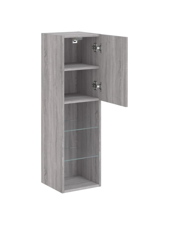 Tv galdiņš ar led apgaismojumu, pelēks, 30,5x30x102 cm