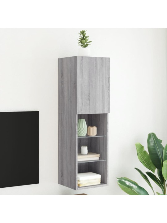 Tv galdiņš ar led apgaismojumu, pelēks, 30,5x30x102 cm