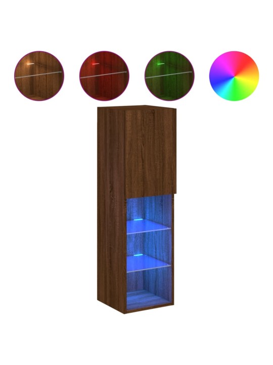Tv galdiņš ar led lampiņām, ozolkoka krāsa, 30,5x30x102 cm