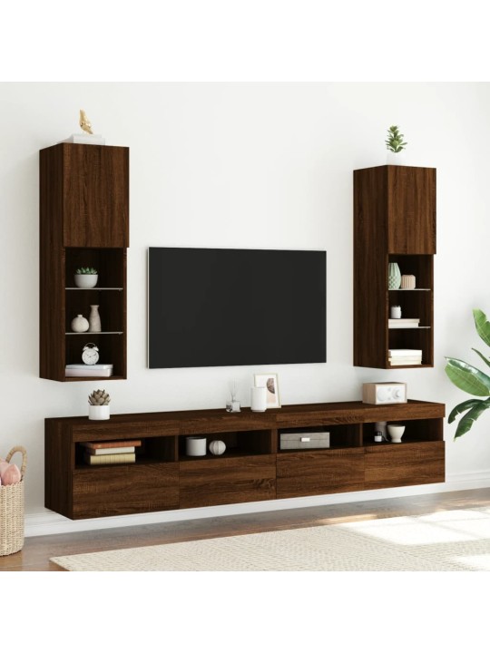 Tv galdiņš ar led lampiņām, ozolkoka krāsa, 30,5x30x102 cm