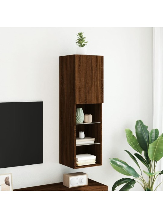 Tv galdiņš ar led lampiņām, ozolkoka krāsa, 30,5x30x102 cm