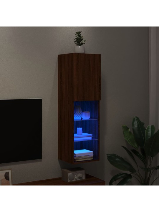 Tv galdiņš ar led lampiņām, ozolkoka krāsa, 30,5x30x102 cm
