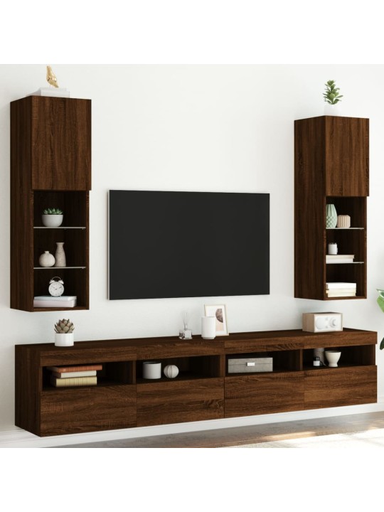 Tv skapīši ar led, 2 gab., brūna ozolkoka krāsa, 30,5x30x102 cm