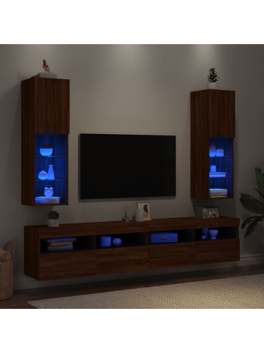 Tv skapīši ar led, 2 gab., brūna ozolkoka krāsa, 30,5x30x102 cm